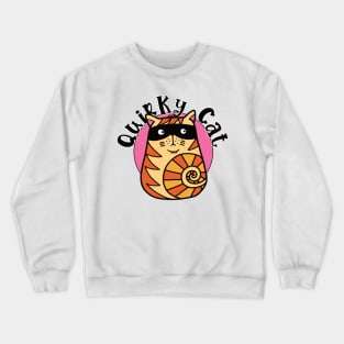 Quirky Kat Orange Striped Cat Crewneck Sweatshirt